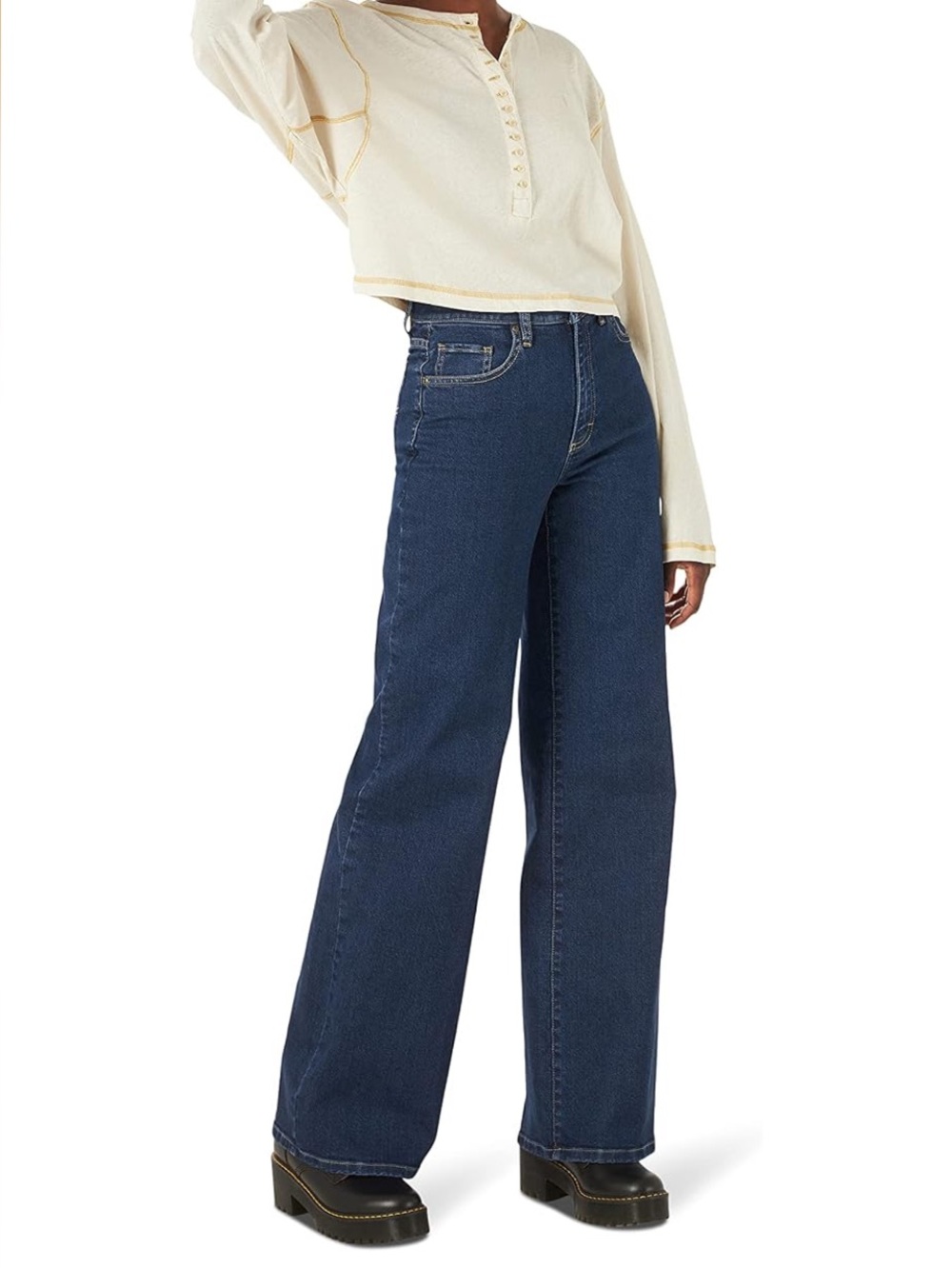 Lee Vintage Modern Dark Blue A-Line Flare Denim Jeans 26